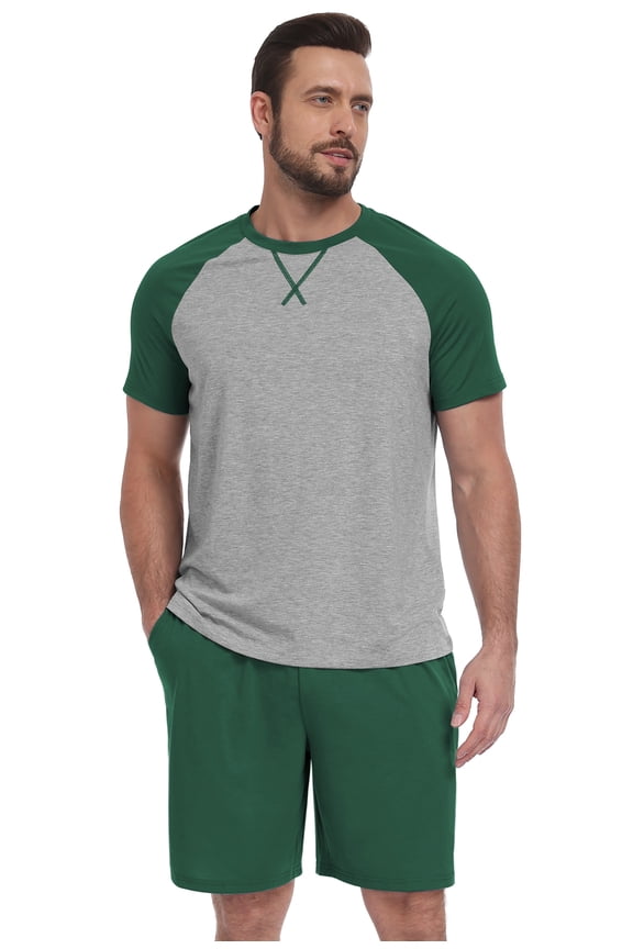 Men's Pajamas Set Long Sleeve Sleepwear with Pockets Comfortable Lightweight Pjs Sets for Men