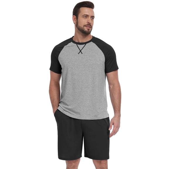 Iceglad Men's Pajamas Set Long Sleeve Sleepwear with Pockets Comfortable Lightweight Pjs Sets for Men