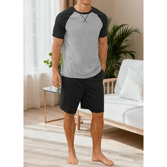 Iceglad Men's Pajamas Set Long Sleeve Sleepwear with Pockets Comfortable Lightweight Pjs Sets for Men