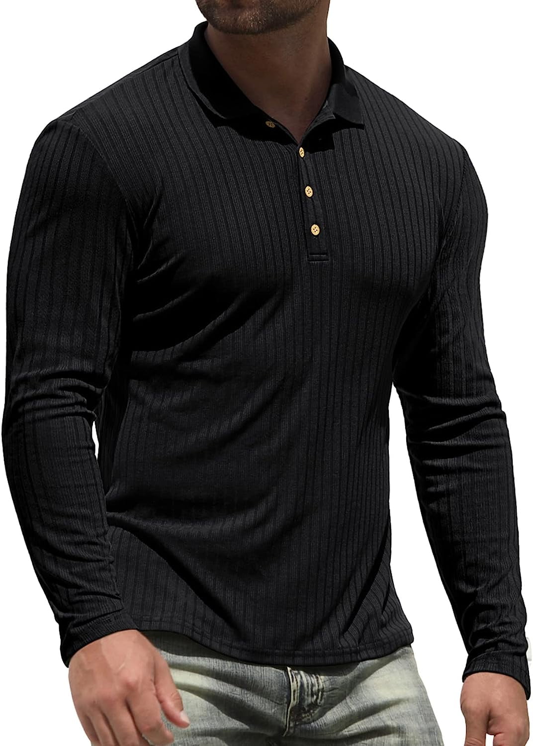 Iceglad Men's Polo Shirts long Sleeve Casual Slim Fit Workout Shirts ...