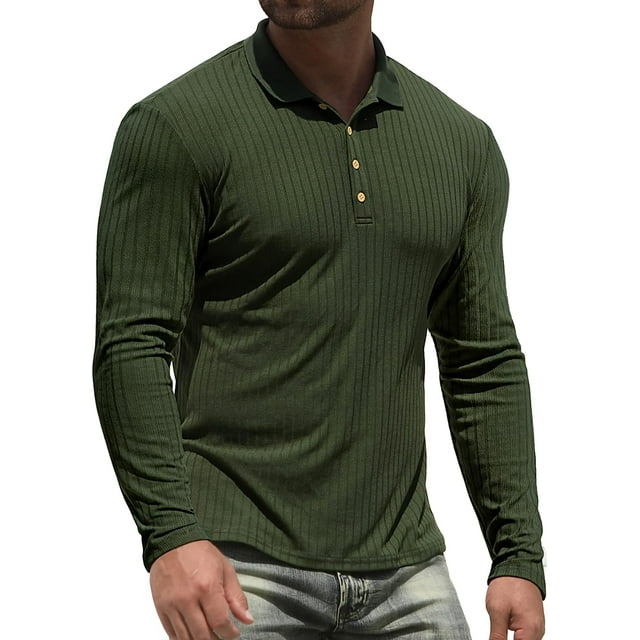 Iceglad Men's Polo Shirts long Sleeve Casual Slim Fit Workout Shirts