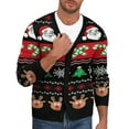 thumbnail image 1 of Iceglad Mens Ugly Christmas Cardigan Sweater Santa Reindeer Snowflake Pattern V-Neck Long Sleeve Knitwear, 1 of 8
