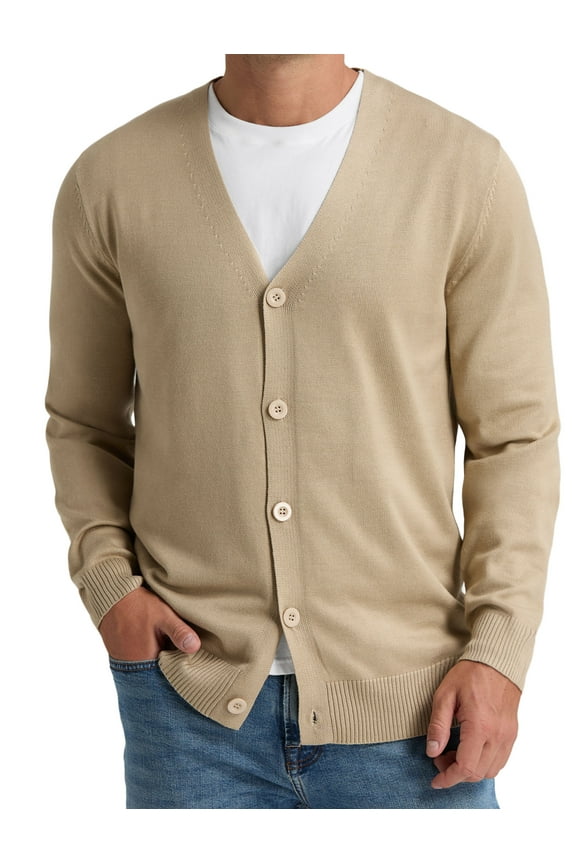 Men's Vintage Striped Long Sleeve Button Down Cardigan Sweater with V Neck Knitted Sweaters