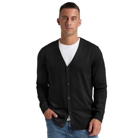 Iceglad Men's Vintage Striped Long Sleeve Button Down Cardigan Sweater with V Neck Knitted Sweaters