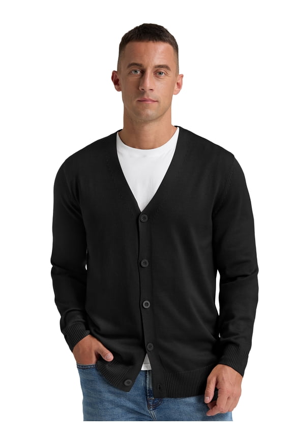 Men's Vintage Striped Long Sleeve Button Down Cardigan Sweater with V Neck Knitted Sweaters