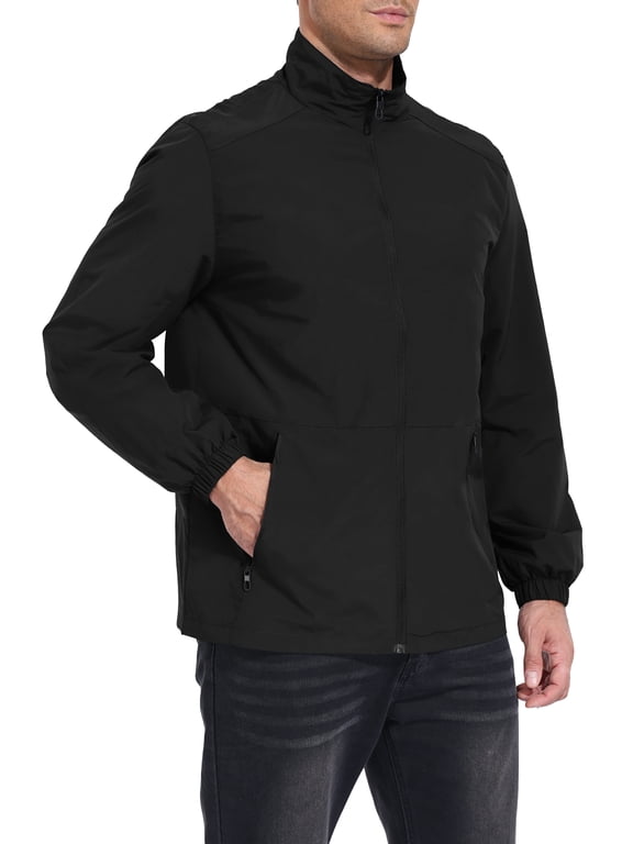 Men's Lightweight Full-Zip Windbreaker Athletic Jacket with Pockets – Size Up Recommended