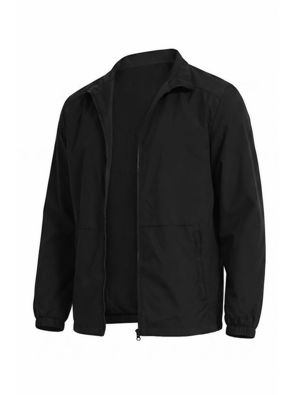 Men's Lightweight Full-Zip Windbreaker Athletic Jacket with Pockets – Size Up Recommended