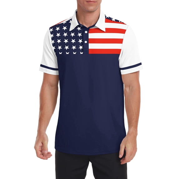 Iceglad Golf Shirts for Men Short Sleeve Dry Fit Print Performance Moisture Wicking Polo Shirt