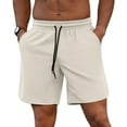thumbnail image 1 of Iceglad Mens Athletic Shorts Elastic Drawstring 7in Inseam Stretch Waffle Running Gym Parchment M, 1 of 9