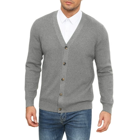 Iceglad Mens Cardigan Sweaters V-Neck Long Sleeve Soft Slim Fit Casual Buttons Knitted