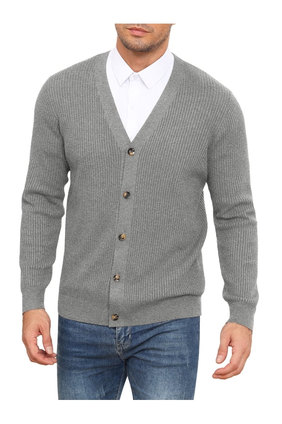 Mens Cardigan Sweaters V-Neck Long Sleeve Soft Slim Fit Casual Buttons Knitted