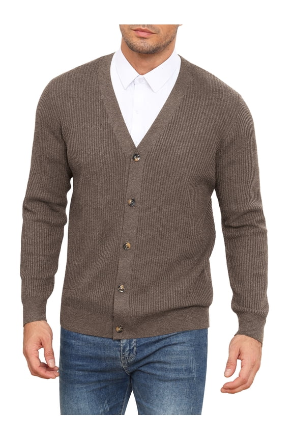 Mens Cardigan Sweaters V-Neck Long Sleeve Soft Slim Fit Casual Buttons Knitted