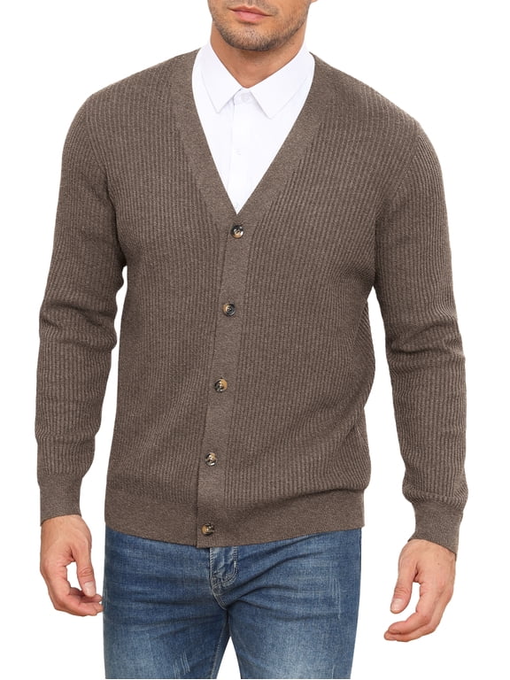 Mens Cardigan Sweaters V-Neck Long Sleeve Soft Slim Fit Casual Buttons Knitted