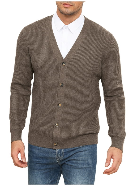 Mens Cardigan Sweaters V-Neck Long Sleeve Soft Slim Fit Casual Buttons Knitted