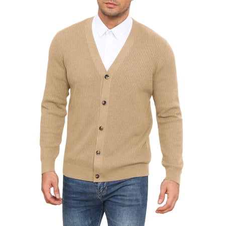 Iceglad Mens Cardigan Sweaters V-Neck Long Sleeve Soft Slim Fit Casual Buttons Knitted