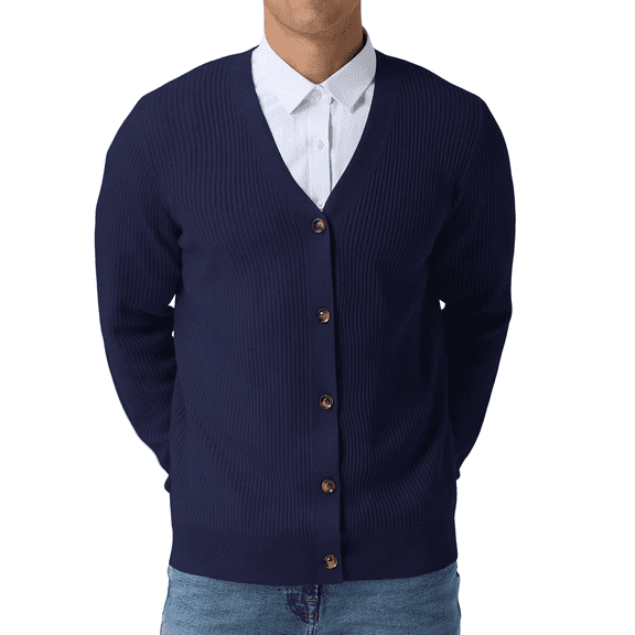 Iceglad Mens Cardigan Sweaters V-Neck Long Sleeve Soft Slim Fit Casual Buttons Knitted