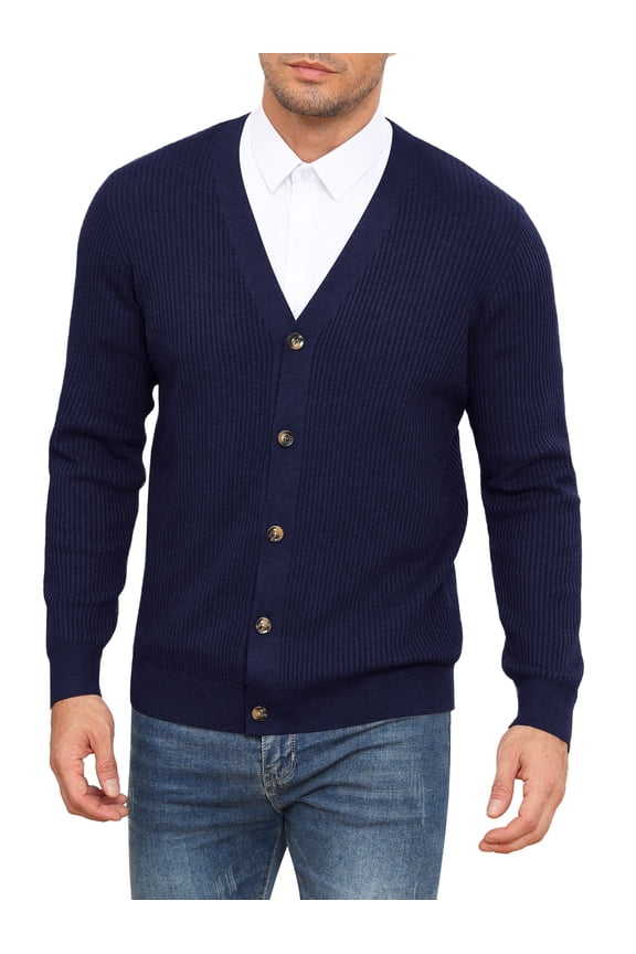 Mens Cardigan Sweaters V-Neck Long Sleeve Soft Slim Fit Casual Buttons Knitted