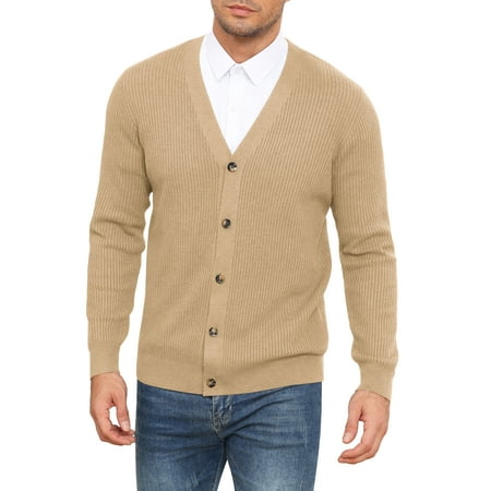 Iceglad Mens Cardigan Sweaters V-Neck Long Sleeve Soft Slim Fit Casual Buttons Knitted