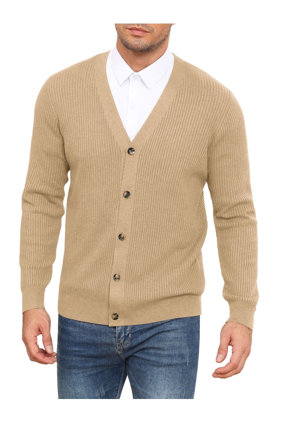Mens Cardigan Sweaters V-Neck Long Sleeve Soft Slim Fit Casual Buttons Knitted