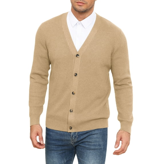 Iceglad Mens Cardigan Sweaters V-Neck Long Sleeve Soft Slim Fit Casual Buttons Knitted
