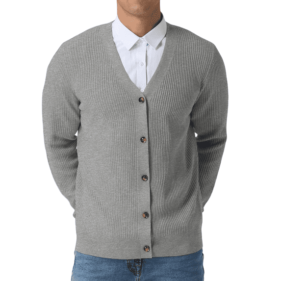 Iceglad Mens Cardigan Sweaters V-Neck Long Sleeve Soft Slim Fit Casual Buttons Knitted