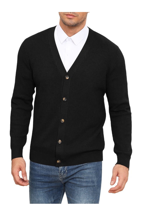 Mens Cardigan Sweaters V-Neck Long Sleeve Soft Slim Fit Casual Buttons Knitted