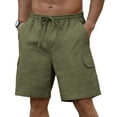thumbnail image 1 of Iceglad Mens Cargo Shorts Cotton Linen Shorts Elastic Waist Relaxed Casual Summer Beach Shorts with Multi Pockets Army Green XL, 1 of 10