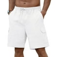 thumbnail image 1 of Iceglad Mens Cargo Shorts Cotton Linen Shorts Elastic Waist Relaxed Casual Summer Beach Shorts with Multi Pockets White M, 1 of 10
