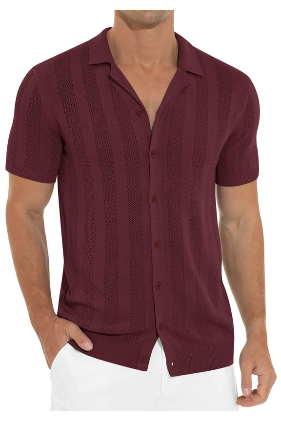 Mens Casual Button Down Shirt Summer Short Sleeve Cuban Vacation Beach Shirts