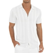 Iceglad Mens Casual Button Down Shirt Summer Short Sleeve Cuban Vacation Beach Shirts