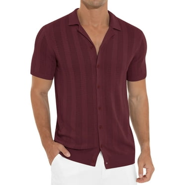 Iceglad Mens Casual Button Down Shirt Summer Short Sleeve Cuban Vacation Beach Shirts