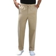 thumbnail image 1 of Iceglad Mens Cotton Linen Pants Elastic Waist Lightweight Drawstring Trouser Casual Summer Beach Pants Khaki-s, 1 of 8