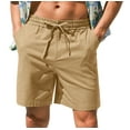 thumbnail image 1 of Iceglad Mens Cotton Linen Shorts Stretch Summer Beach Shorts Casual Drawstring 7inch Inseam Shorts, 1 of 10