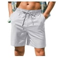 thumbnail image 1 of Iceglad Mens Cotton Linen Shorts Stretch Summer Beach Shorts Casual Drawstring 11inch Inseam Shorts, 1 of 9