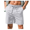 thumbnail image 1 of Iceglad Mens Cotton Linen Shorts Stretch Summer Beach Shorts Casual Drawstring 7inch Inseam Shorts, 1 of 10