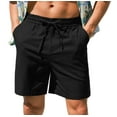 thumbnail image 1 of Iceglad Mens Cotton Linen Shorts Stretch Summer Beach Shorts Casual Drawstring 7inch Inseam Shorts, 1 of 9