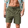 thumbnail image 1 of Iceglad Mens Cotton Linen Shorts Stretch Summer Beach Shorts Casual Drawstring 7inch Inseam Shorts, 1 of 8