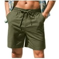 thumbnail image 1 of Iceglad Mens Cotton Linen Shorts Stretch Summer Beach Shorts Casual Drawstring 7inch Inseam Shorts, 1 of 9