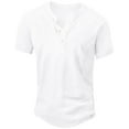 thumbnail image 1 of Iceglad Mens Distressed Henley Shirts Retro Short Sleeve Cotton Tee Shirts Casual Button Down Washed T-Shirts, 1 of 11