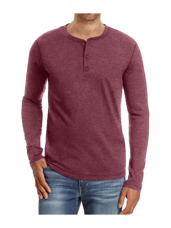 Mens Fashion Casual Front Placket Basic Long Sleeve Henley T-Shirts