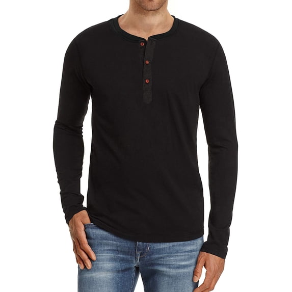 Iceglad Mens Fashion Casual Front Placket Basic Long Sleeve Henley T-Shirts