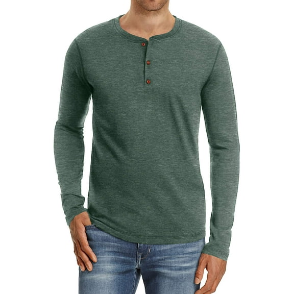 Iceglad Mens Fashion Casual Front Placket Basic Long Sleeve Henley T-Shirts