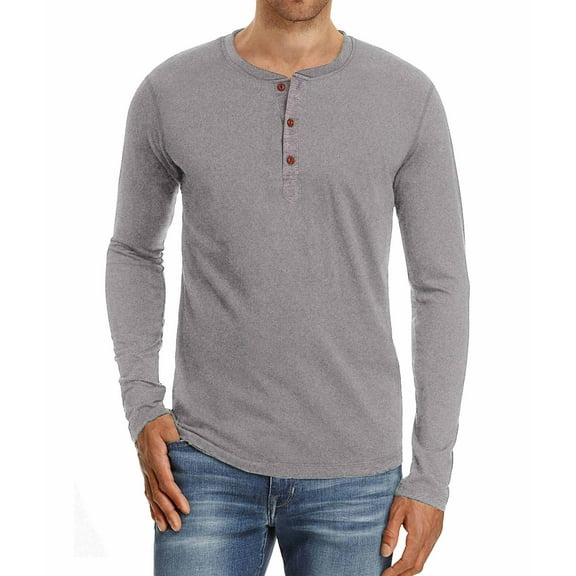 Iceglad Mens Fashion Casual Front Placket Basic Long Sleeve Henley T-Shirts