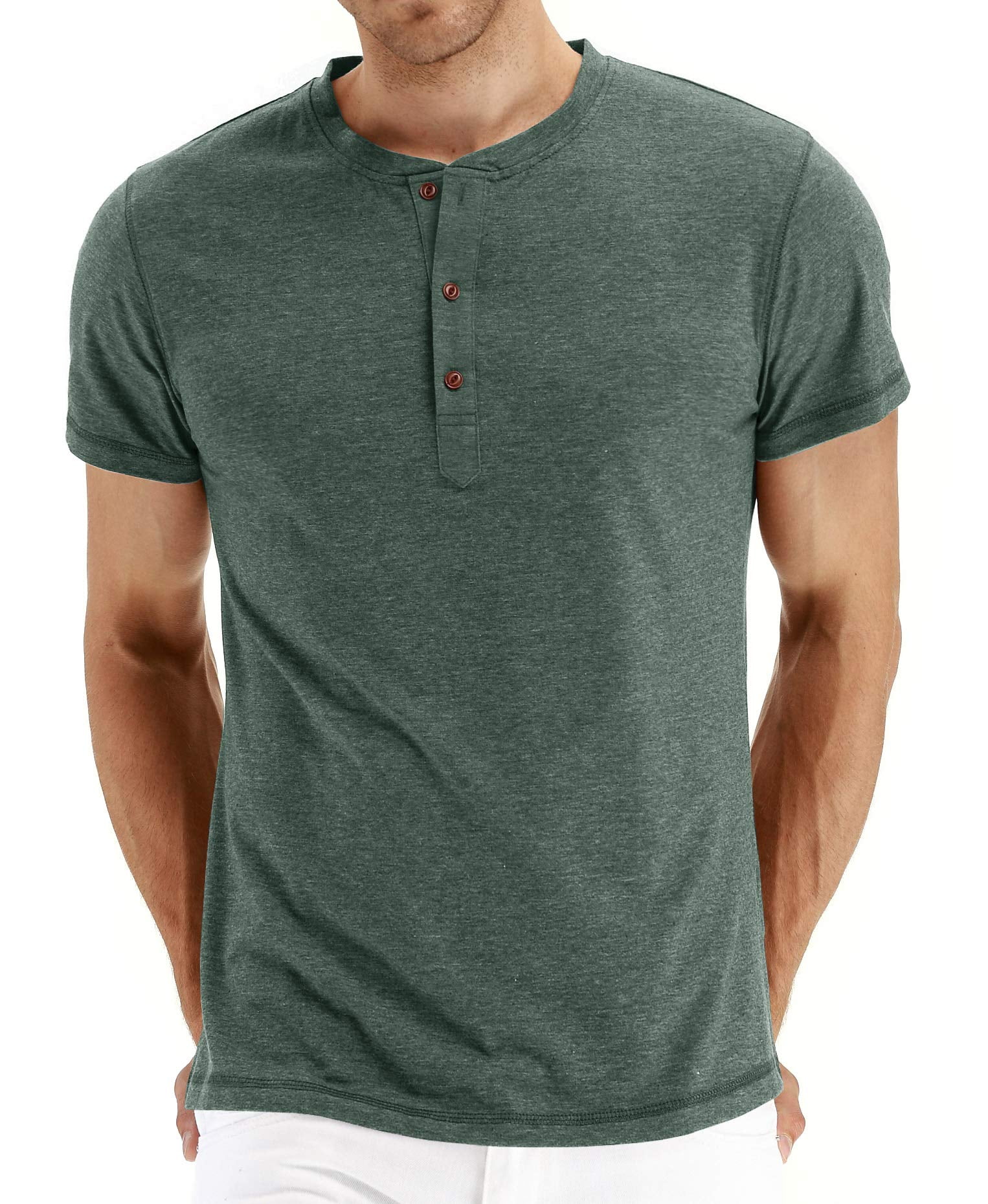 Mens Fashion Casual Front Placket Basic Short Sleeve Henley T-Shirts