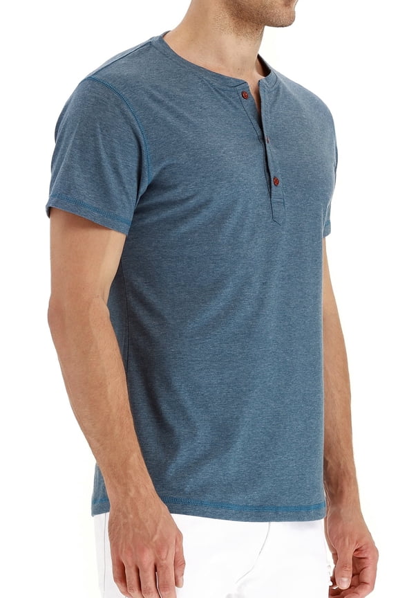 Mens Fashion Casual Front Placket Basic Short Sleeve Henley T-Shirts