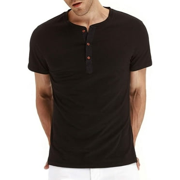 Iceglad Mens Fashion Casual Front Placket Basic Short Sleeve Henley T-Shirts