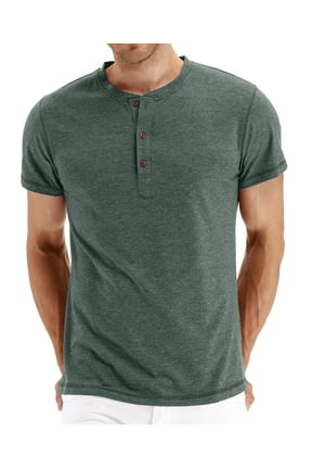 Mens Fashion Casual Front Placket Basic Short Sleeve Henley T-Shirts