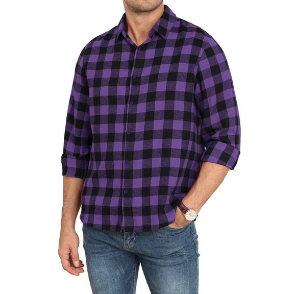 Iceglad Mens Flannel Plaid Shirts Long Sleeve Button Down Shirt Casual Shirts Work Shirts for Men