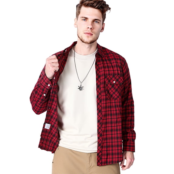 Iceglad Mens Flannel Plaid Shirts Long Sleeve Button Down Shirt Casual Shirts Work Shirts for Men