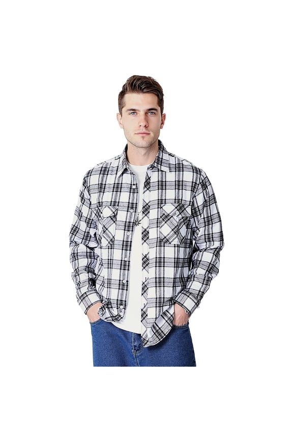 Mens Flannel Plaid Shirts Long Sleeve Button Down Shirt Casual Shirts Work Shirts for Men